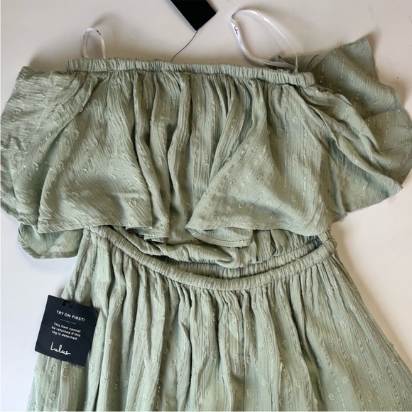 NWT Lulus Made for Vacation Sage Green Silver Strapless Maxi Dress - Picture 10 of 15